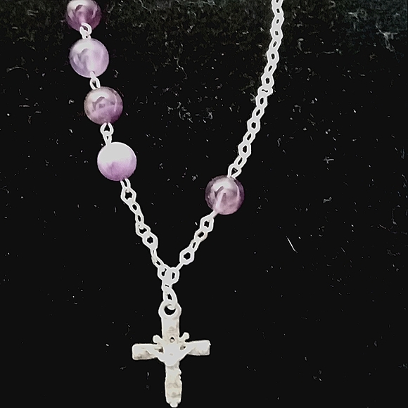 925 amethyst rosary bracelet with crucifix - Picture 1 of 13